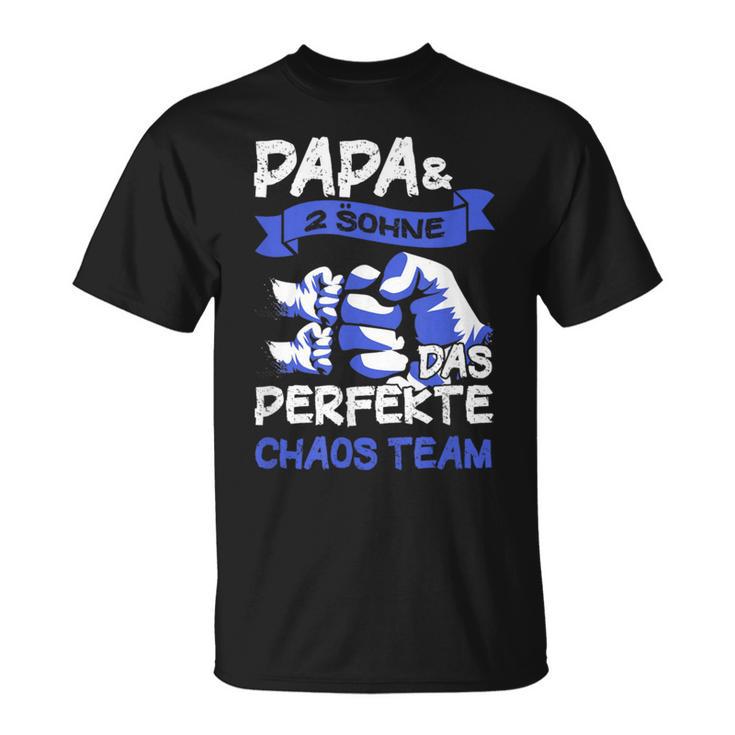 Papa 2 Söhne Perfekte Chaos Team Father's Day T-Shirt