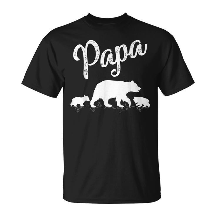 Papa Bear 2 Cub Bear Animal Lover Papa Bear Father's Day T-Shirt