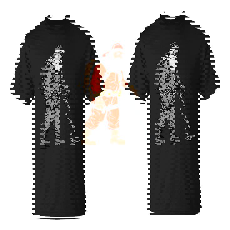 Papá Noel Como Detectorista De Metales Detección De Metales Navidad Camiseta unisex