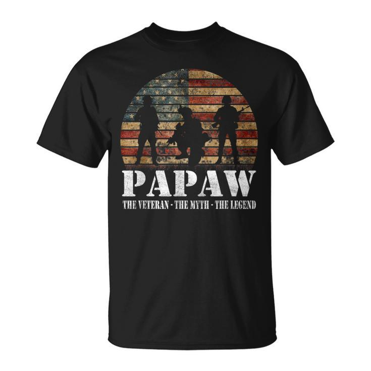 Papaw Veteran Myth Legend 4 Of July  T-Shirt
