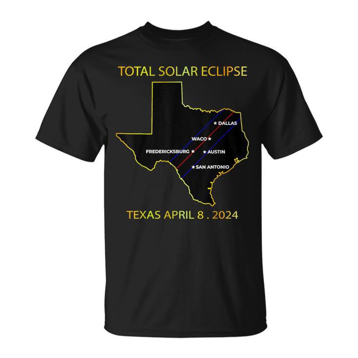 Path Of Solar Eclipse 2024 Interactive Map Texas Eclipse T-Shirt