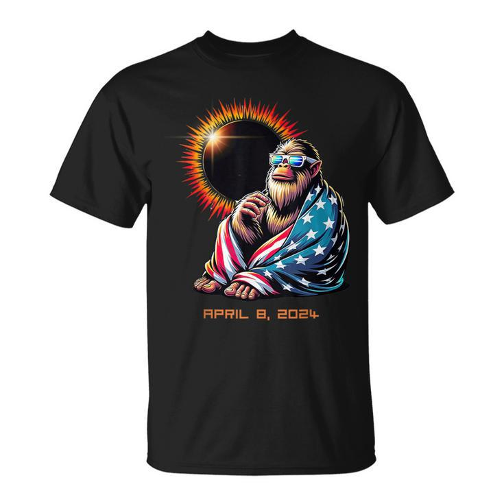 Patriotic Bigfoot Sasquatch Lovers Total Solar Eclipse 2024 T-Shirt