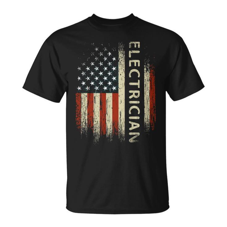 Patriotic Electrician American Usa Flag T-Shirt