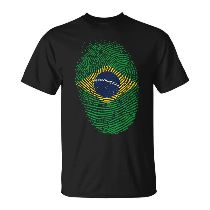 Patriotic Fingerprint Brazil Brazilian Flag T-Shirt