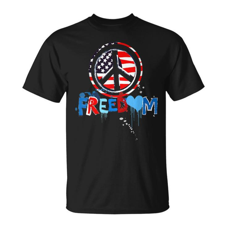 Patriotic Peace Sign Usa Flag Freedom Vote T-Shirt