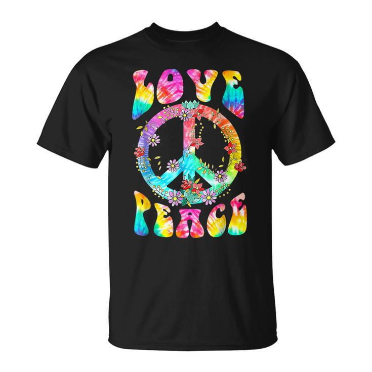 Peace Costume Sign Love 60S 70S Tie Dye Hippie Women T-Shirt