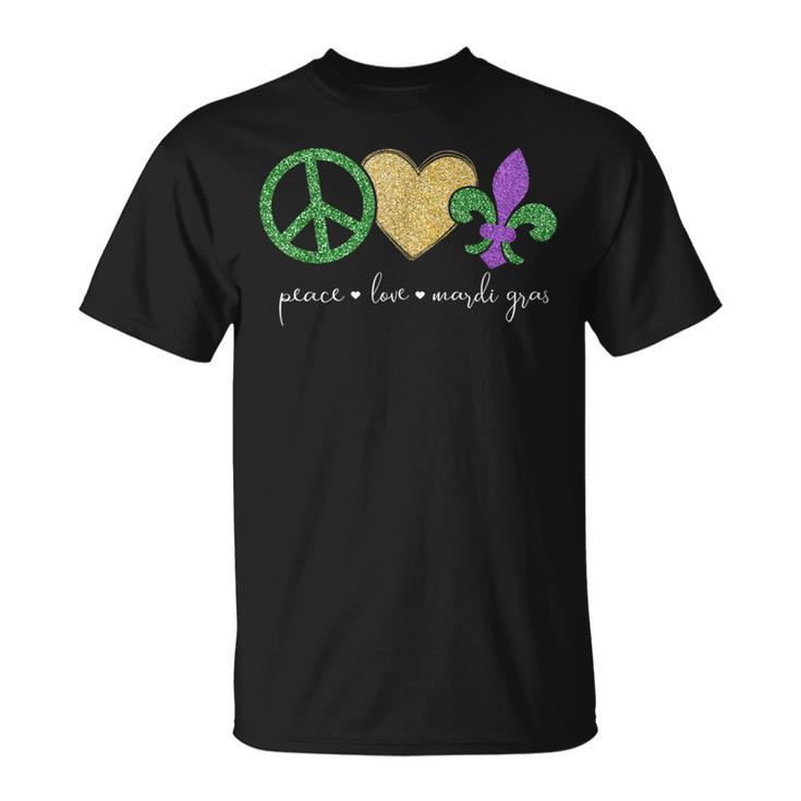 Peace Love Mardi Gras With Fleur De Lis In New Orleans T-Shirt
