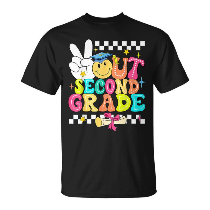 Peace Out Second Grade Happy Last Day Of School Teacher T-Shirt