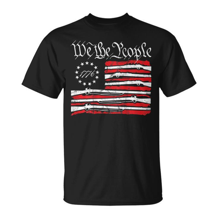 We The People Gun Rights American Flag 4Th Of July On Back T-Shirt