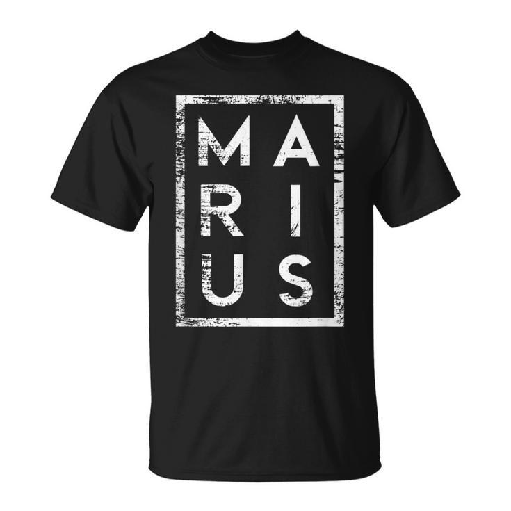 Personalisiertes Marius Vintage-Schwarz T-Shirt, Retro Namensdesign