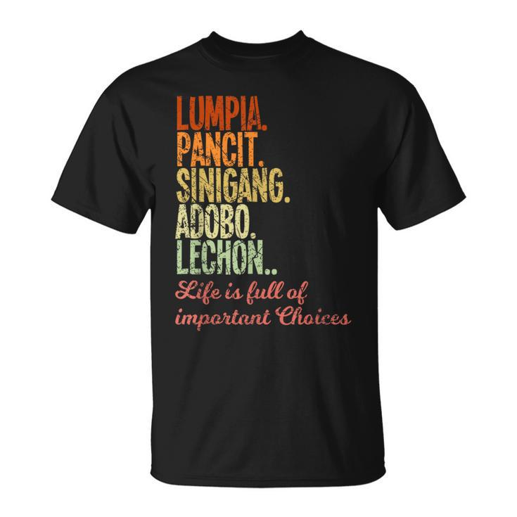 Philippines Filipino Lumpia Pancit Sinigang Adobo Lechon T-Shirt