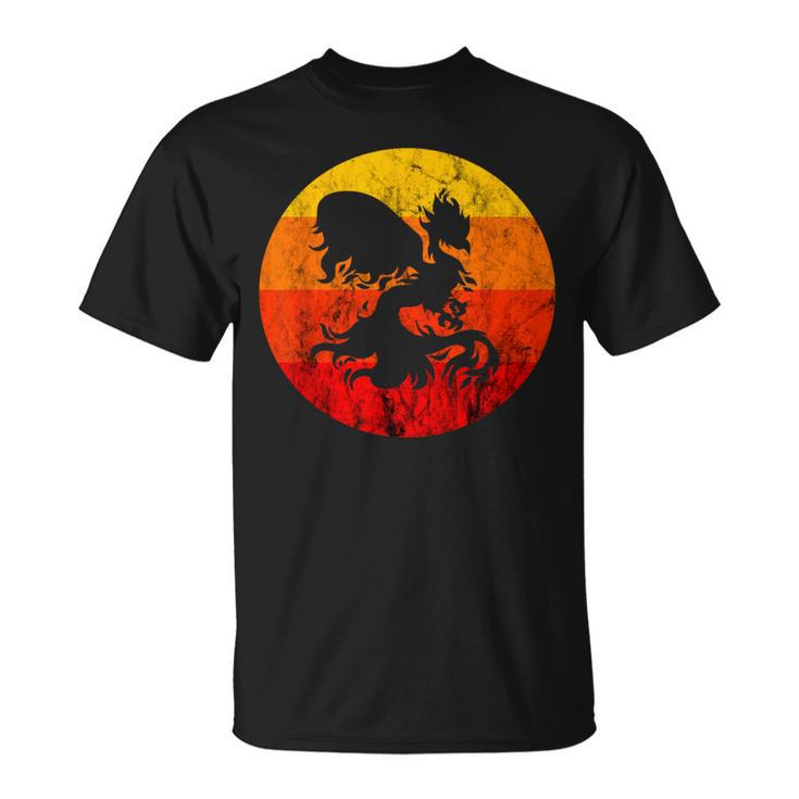Phoenix Mythical Rebirth Fire Bird Vintage Retro Sunset T-Shirt