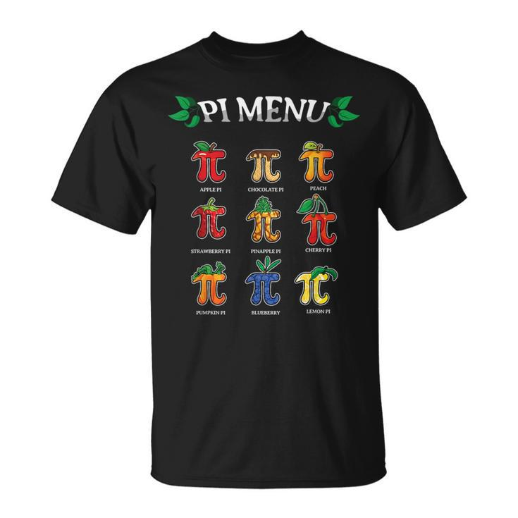 Pi Menu Different Pie Math Day Mathematics Happy Pi Day T-Shirt