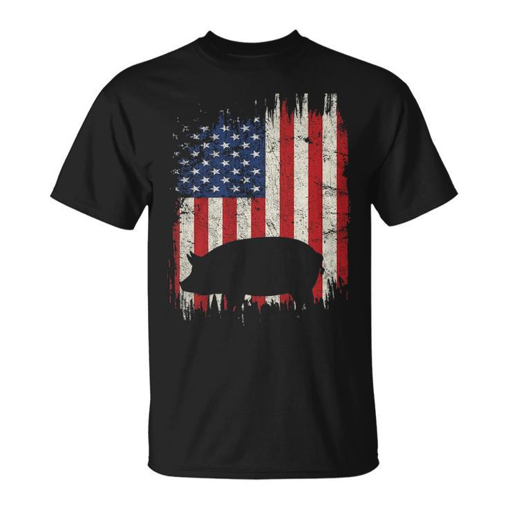 Pig 4Th Of July Pig American Flag Patriotic Farm T-Shirt