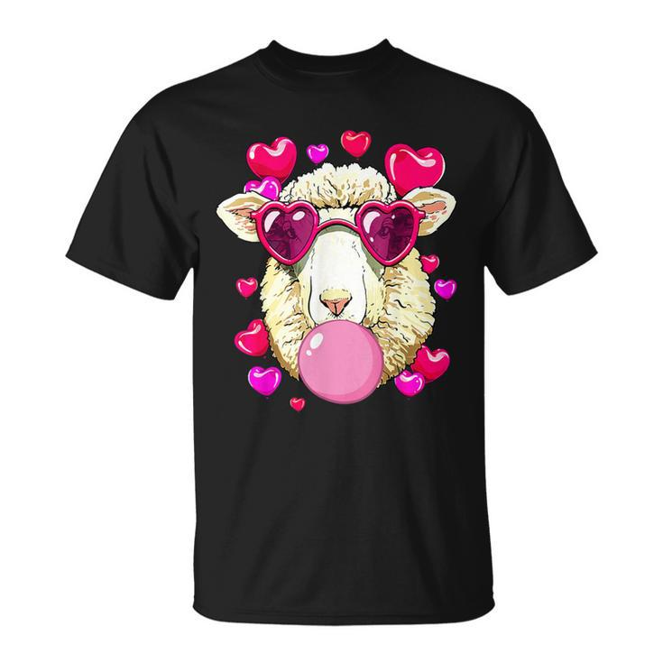 Pig Bubblegum Sheep Valentines Pink Sunglasses Sheep T-Shirt