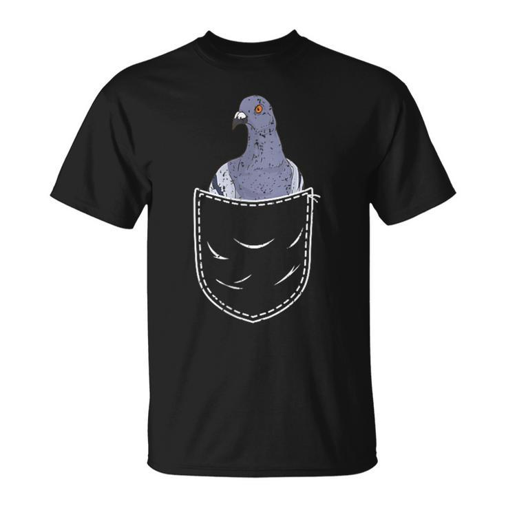Pigeon Taubenschlag Bird Animal Lover Chest Pocket Black T-Shirt