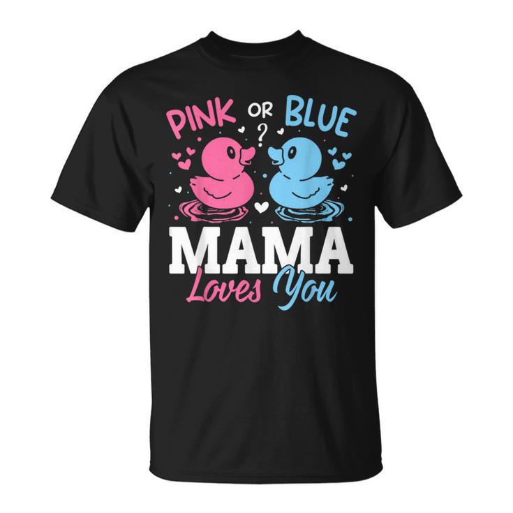 Pink Or Blue Gender Reveal Party Announcement Mama Duck T-Shirt