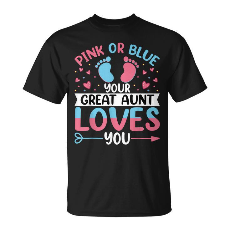 Pink Or Blue Great Auntie Loves You Gender Reveal T-Shirt