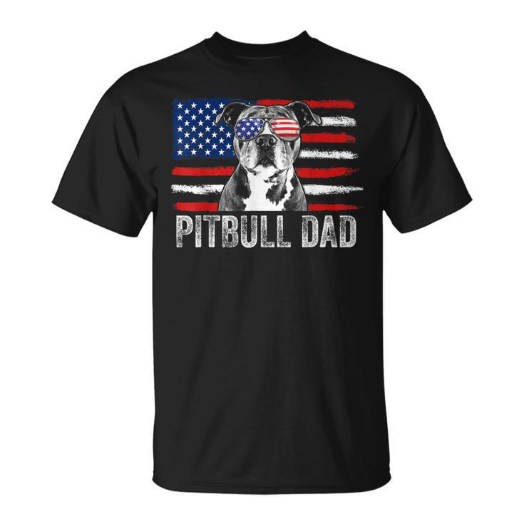 Pitbull Dad Proud American Pit Bull Dog Flag T-Shirt