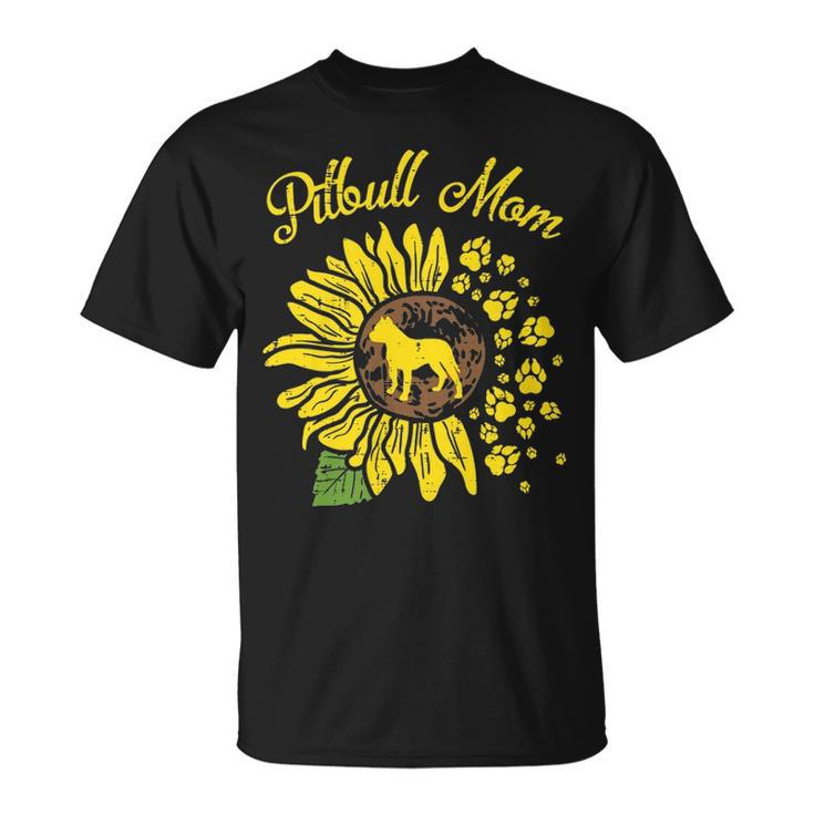 Pitbull Mom Sunflower Paw Pittie Dog Owner Mama Women Gif T-Shirt