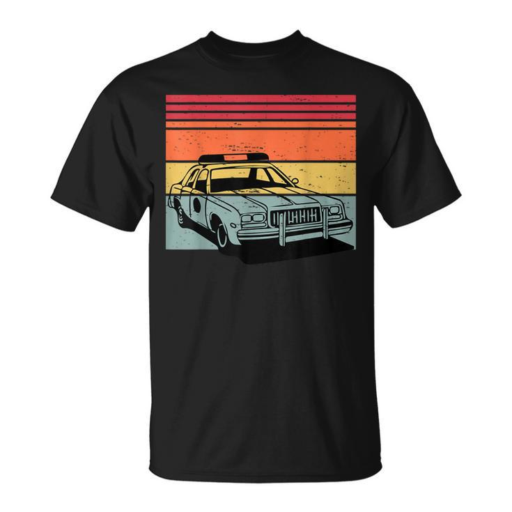 Police Car Tv Cop Shows Vintage Retro 70S & 80'S Sunset T-Shirt