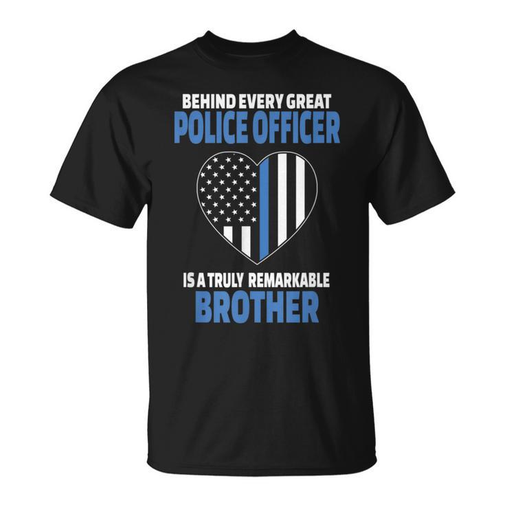 Police Officer Brother Cute Heart Flag T-Shirt