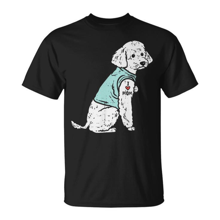 Poodle I Love Mom Tattoo Cute Pet Dog Owner Lover T-Shirt