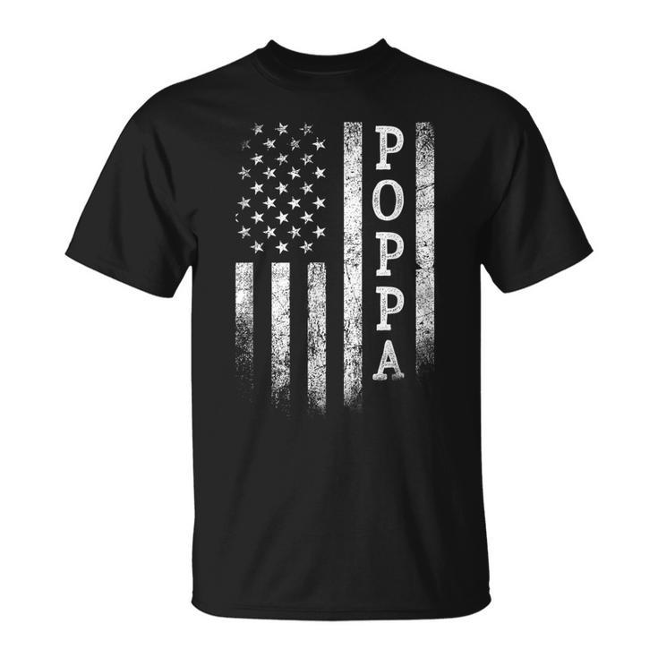 Poppa American Flag Poppa Patriotic Father's Day T-Shirt