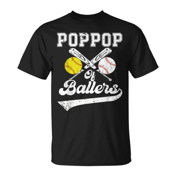 Poppop Of Ballers Softball Baseball Player Father's Day T-Shirt