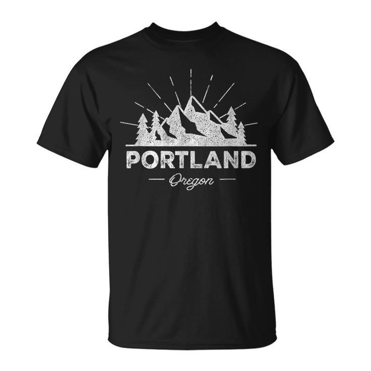 Portland Oregon Or T Vintage Hiking Retro T-Shirt