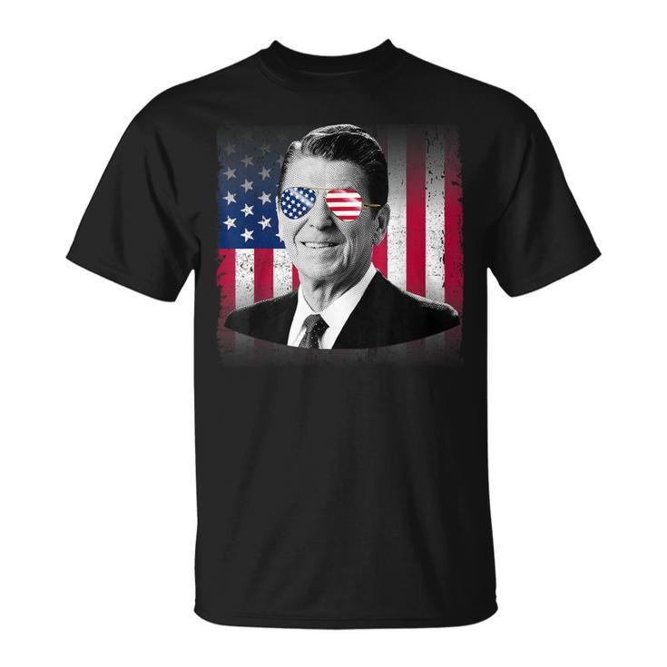 President Reagan Usa Flag Patriotic American 4Th Of July T-Shirt