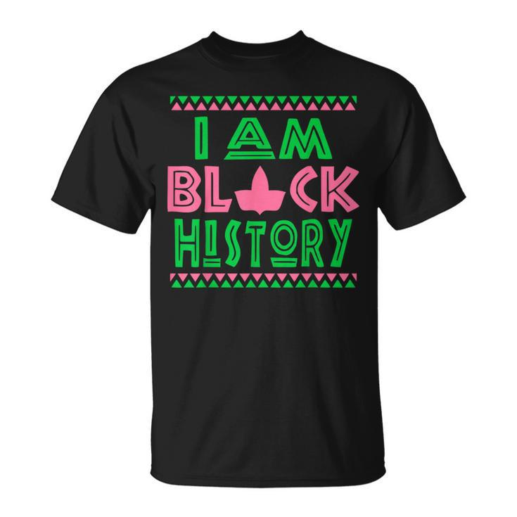 Pretty Cute Pink-Green I Am Black History Aka T-Shirt