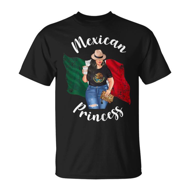 Pretty Mexican Princess Mexico Flag Patriotic Loves Coffee T-Shirt