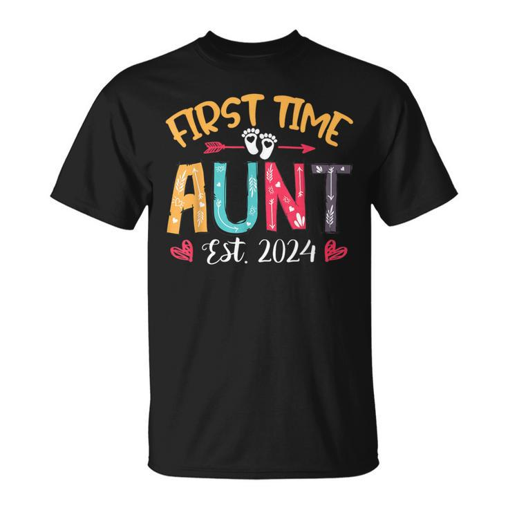 Promoted To Auntie Est 2024 Cute First Time Aunt T-Shirt