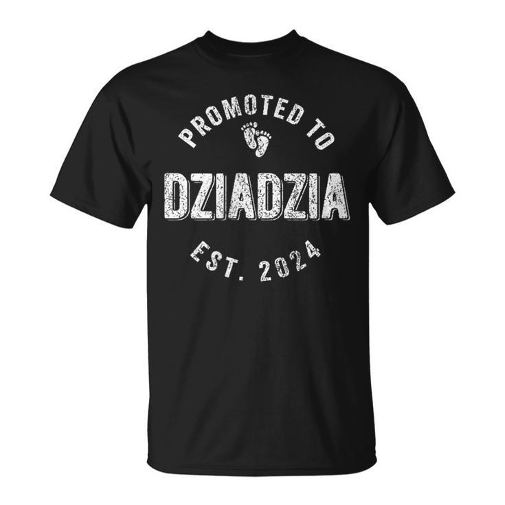 Promoted To Dziadzia Est 2024 Polish Grandpa First Time T-Shirt