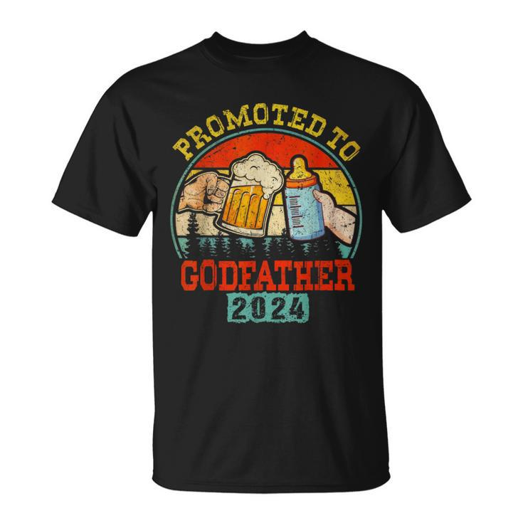 Promoted To Godfather Est 2024 First Time Daddy Father's Day T-Shirt