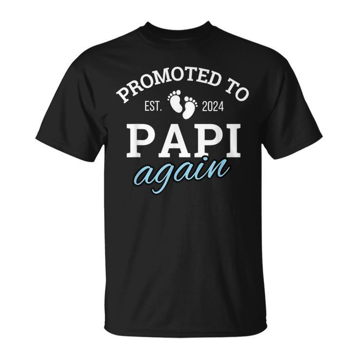 Promoted To Papi Again 2024 2Nd Pregnancy Announcement Daddy T-Shirt