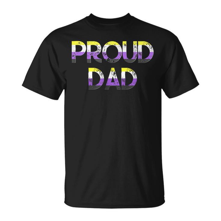 Proud Dad Nonbinary Pride Flag Lgbt Fathers Day T-Shirt