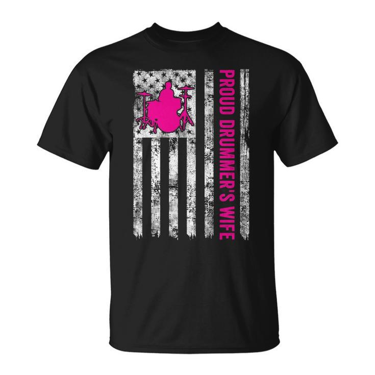 Proud Drummer's Wife American Flag Patriotic T-Shirt
