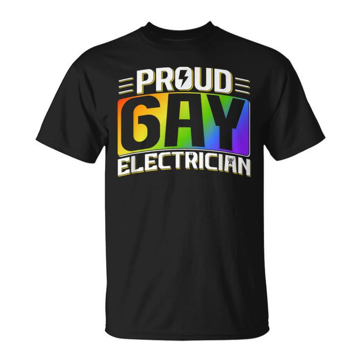 Proud Gay Electrician Lgbt Electrical Lineman Rainbow Pride T-Shirt