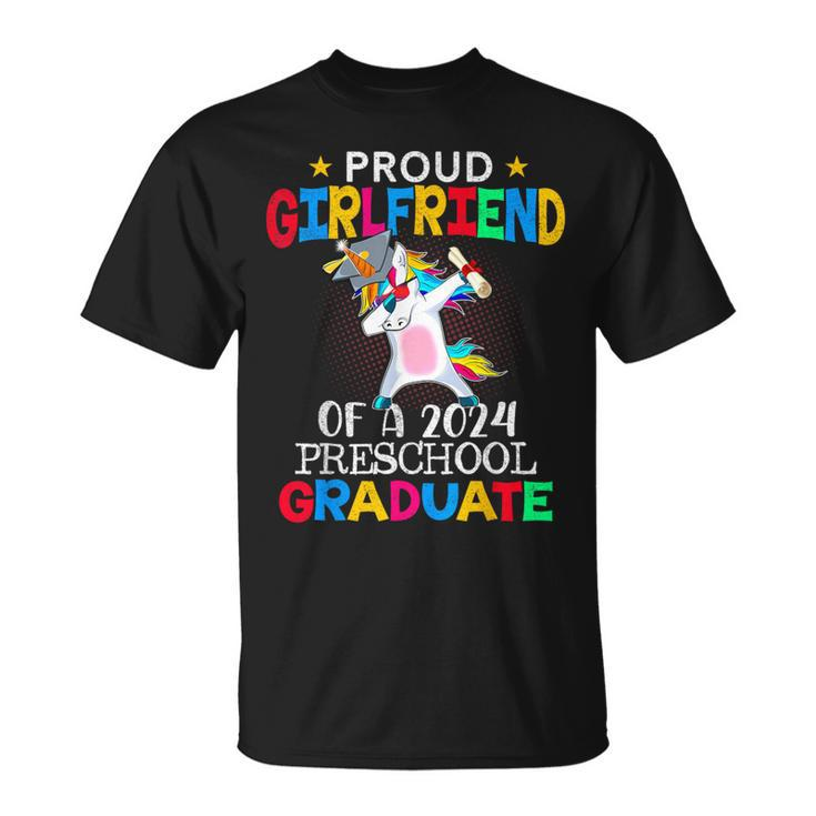 Proud Girlfriend Of A 2024 Preschool Graduate Unicorn Dab T-Shirt