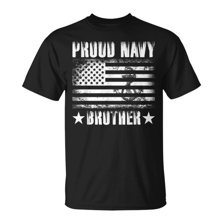 Proud Navy Brother Usa Flag Retro Vintage Military Proud T-Shirt