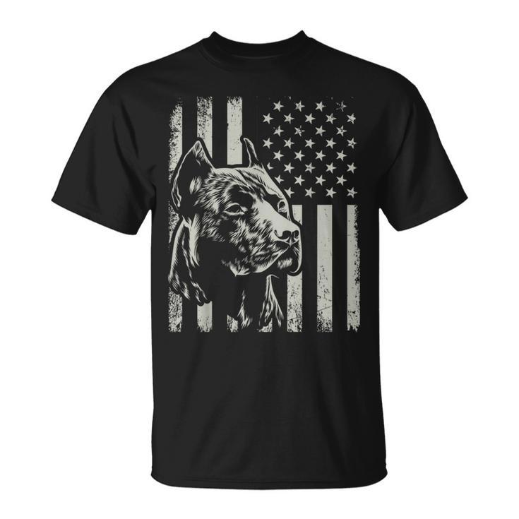 Proud Patriotic Pit Bull Owner Lover American Flag T-Shirt