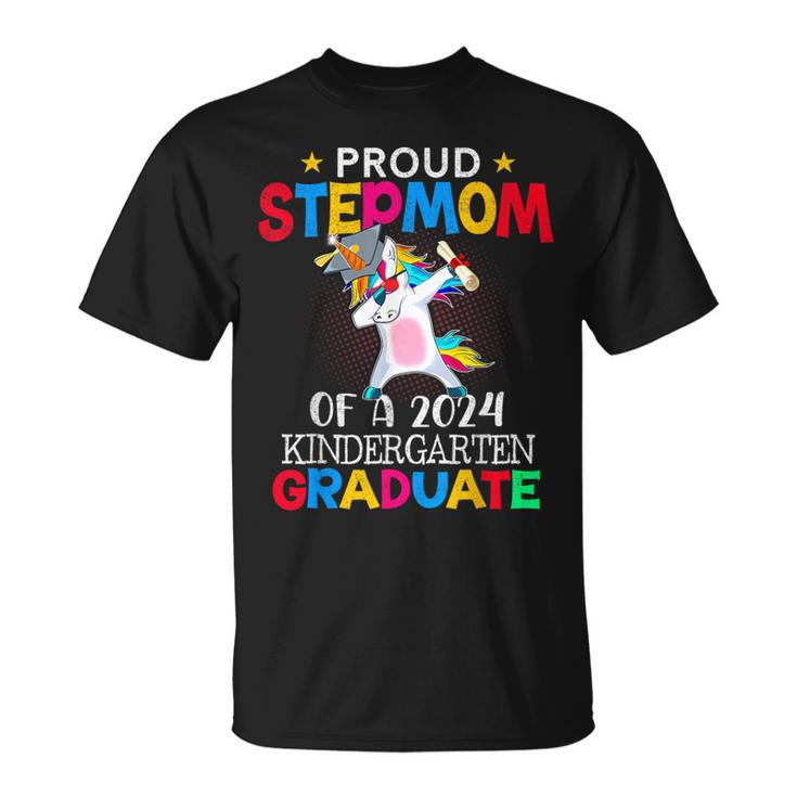 Proud Stepmom Of A 2024 Kindergarten Graduate Unicorn Dab T-Shirt