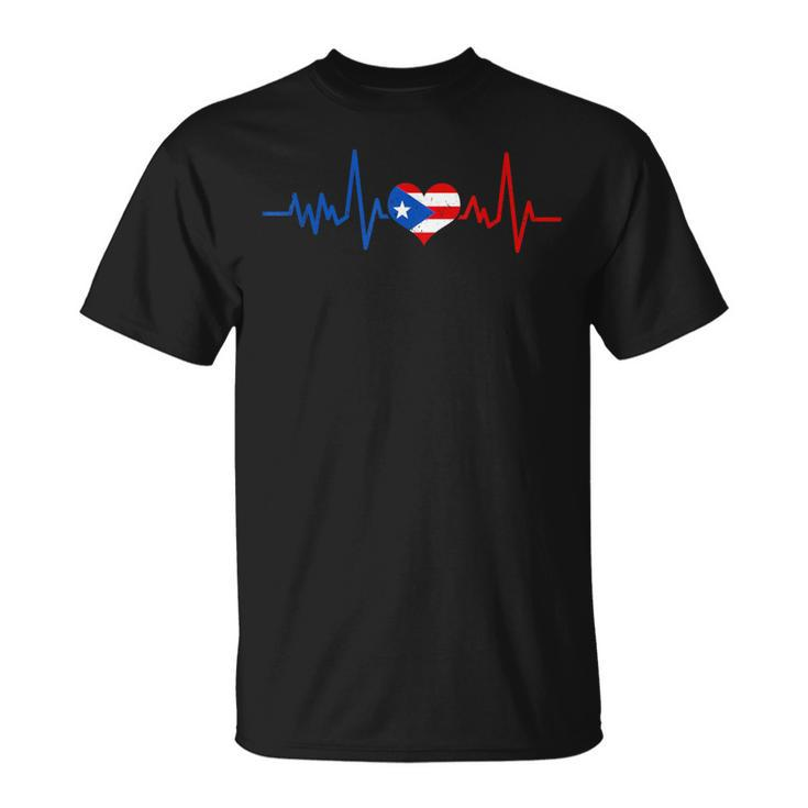 Puerto Rico Heart Puertorro Heartbeat Ekg Pulse Puerto Rican T-Shirt