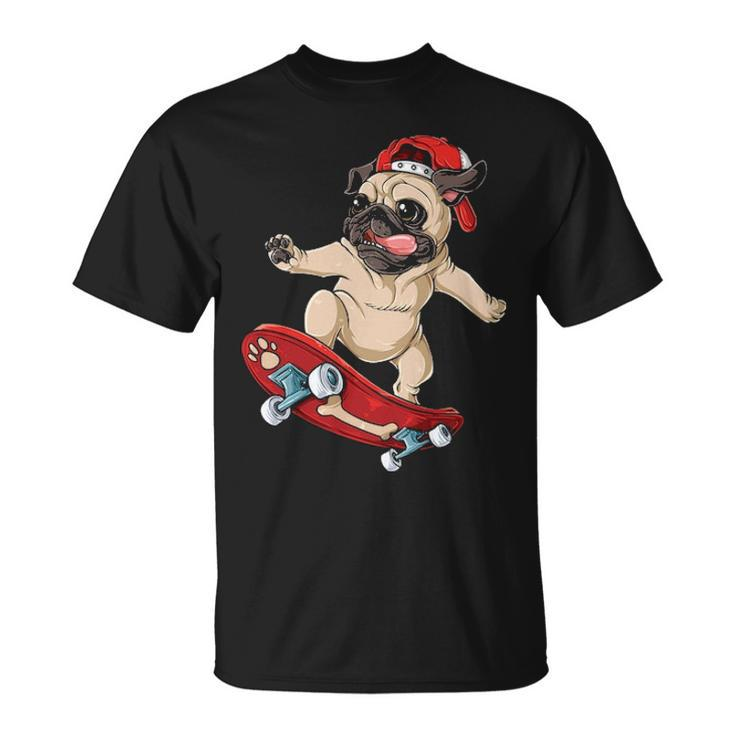 Pug Skateboard Dog Puppy Skater Skateboarding T-Shirt