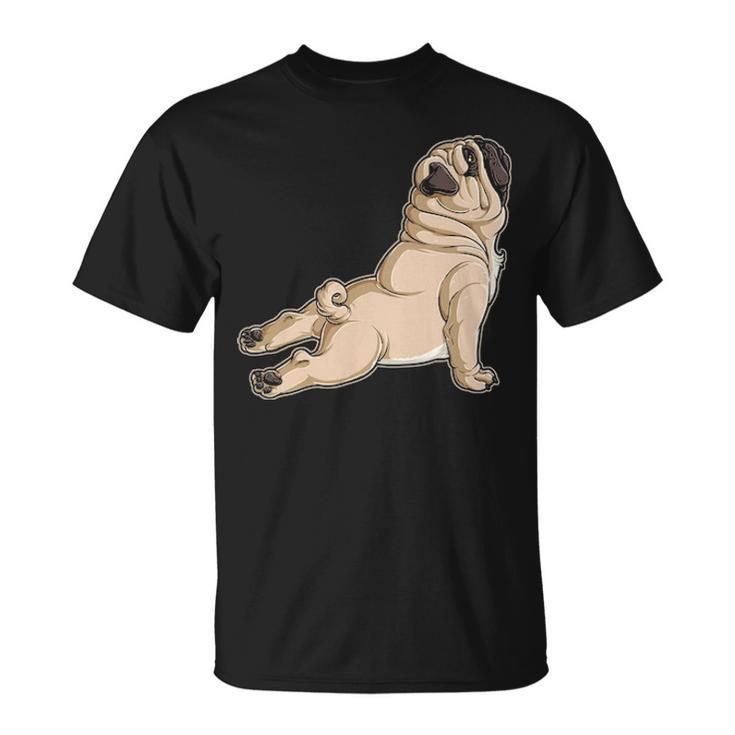 Pug Yoga Fitness Workout Gym Dog Lovers Puppy Athletic Pose T-Shirt