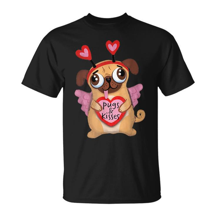 Pugs Valentine Cupid Pug Kisses Valentine Pug Lover T-Shirt