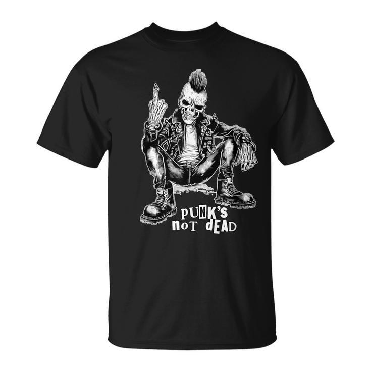 Punks Not Dead 70S 80S Music Emo Meme Skeleton T-Shirt