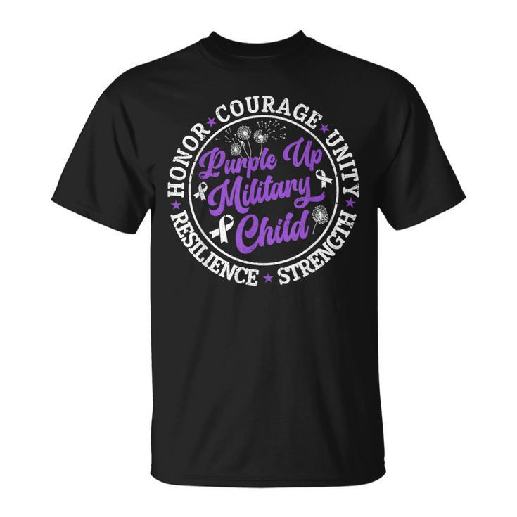 Purple Up Military Child 2024 Honor Courage Unity Dandelion T-Shirt